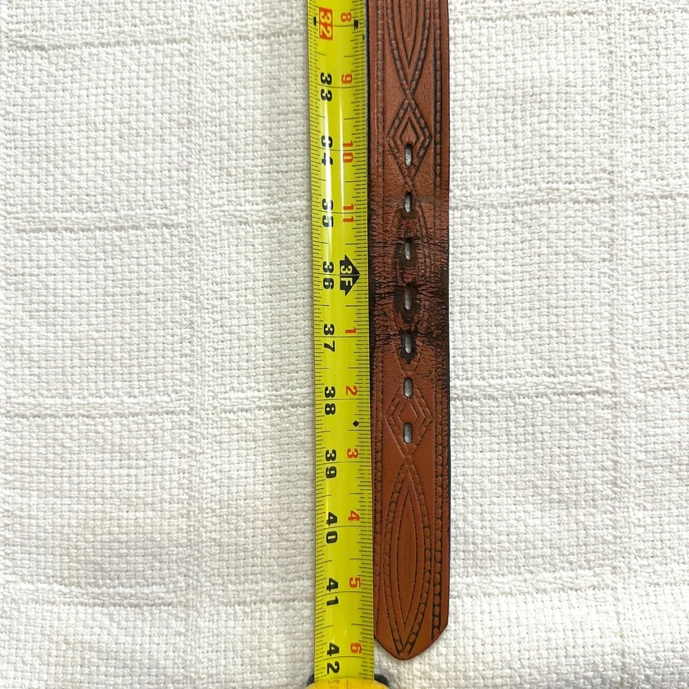 Wrangler Leather‎ Western Belt 36 90 Brown Tooled Cowboy Ranch Core Distressed